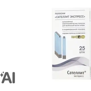 Тест-полоски Сателлит Экспресс №25 в комплекте с кодирующей полоской к глюкометру