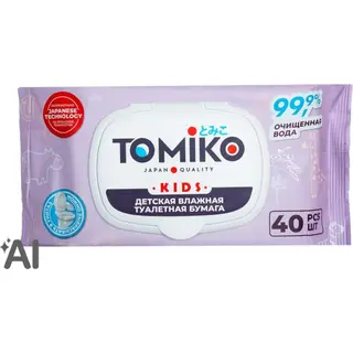 Tomiko Детская влажная туалетная бумага 40 шт Томико