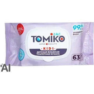 Tomiko Детская влажная туалетная бумага 63 шт Томико