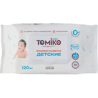 Детские влажные салфетки 120 шт TOMIKO