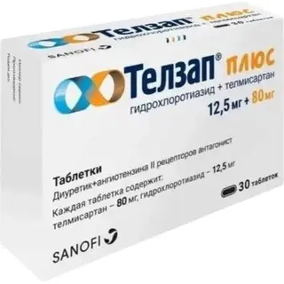 Телзап плюс таблетка 80 мг/12,5 мг № 30